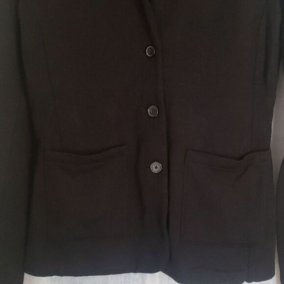 Tahari Jacket Size S Black Long Sleeve Button Up Double Waist Pocket Shacket - Picture 4 of 10